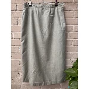 Vintage 90s Y2K Pencil Skirt Gray Wool Lined 29” Waist M Academia Secretary